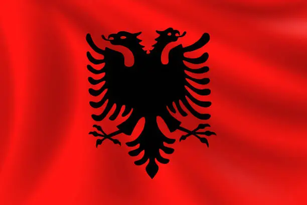 Vector illustration of Flag of Albania. Albanian Flag. Vector Flag Background. Stock Illustration