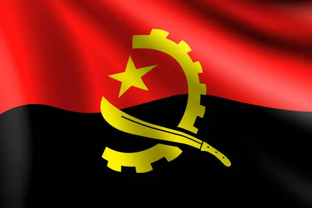 Vector illustration of Flag of Angola. Angolan Flag. Vector Flag Background. Stock Illustration
