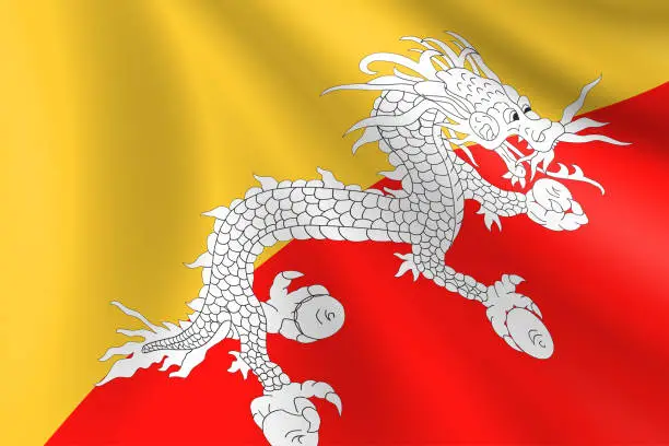 Vector illustration of Flag of Bhutan. Bhutanese Flag. Vector Flag Background. Stock Illustration