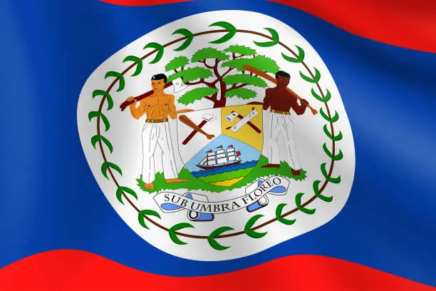 Vector illustration of Flag of Belize. Belizean Flag. Vector Flag Background. Stock Illustration