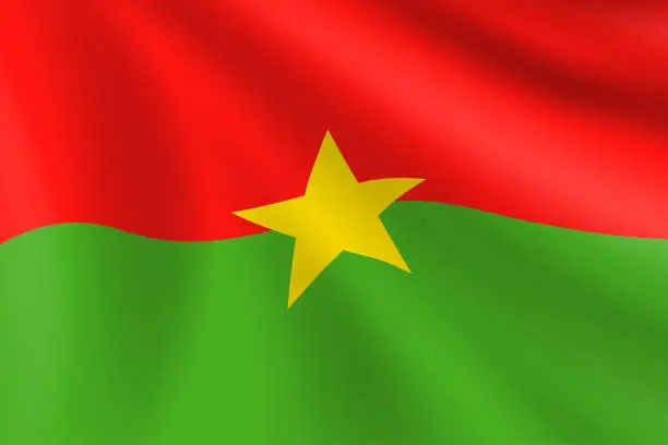 Vector illustration of Flag of Burkina Faso. Burkina Faso Flag. Vector Flag Background. Stock Illustration