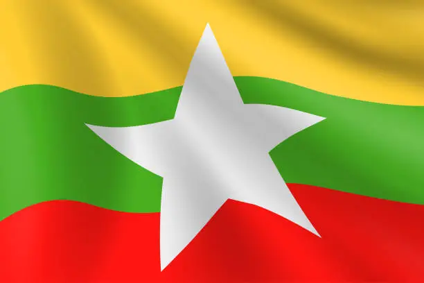 Vector illustration of Flag of Burma. Burmese Flag. Vector Flag Background. Stock Illustration