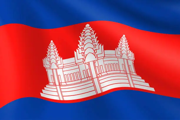 Vector illustration of Flag of Cambodia. Cambodian Flag. Vector Flag Background. Stock Illustration