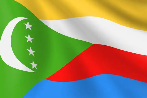 Vector illustration of Flag of Comoros. Comorian Flag. Vector Flag Background. Stock Illustration