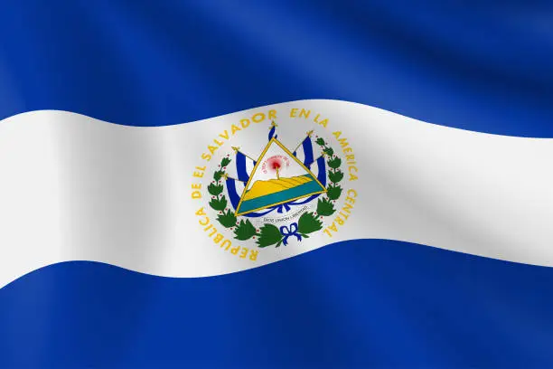 Vector illustration of Flag of El Salvador. Salvadoran Flag. Vector Flag Background. Stock Illustration