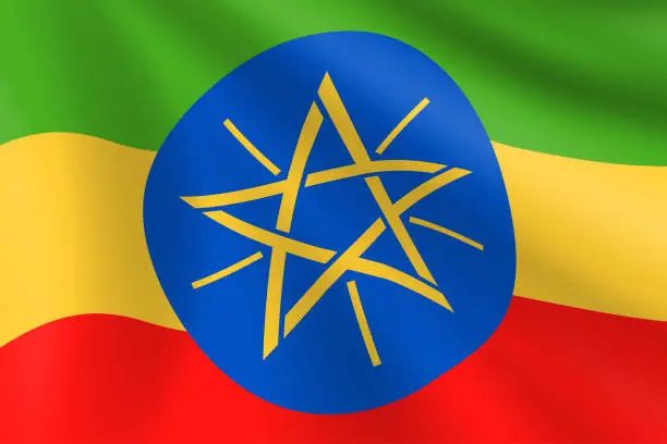Vector illustration of Flag of Ethiopia. Ethiopian Flag. Vector Flag Background. Stock Illustration