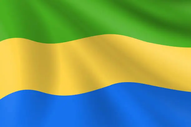 Vector illustration of Flag of Gabon. Gabonese Flag. Vector Flag Background. Stock Illustration