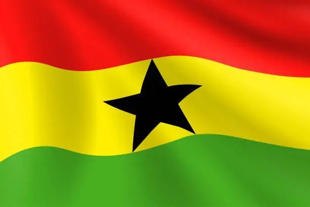 Vector illustration of Flag of Ghana. Ghanaian Flag. Vector Flag Background. Stock Illustration