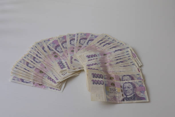 Czech banknotes, 1000 CZK, isolated on a white background.
