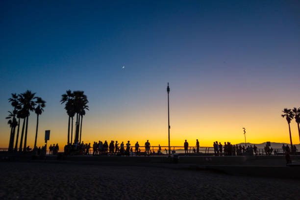 istock Skateboarder Silhouettes at Venice Beach 1572229638
