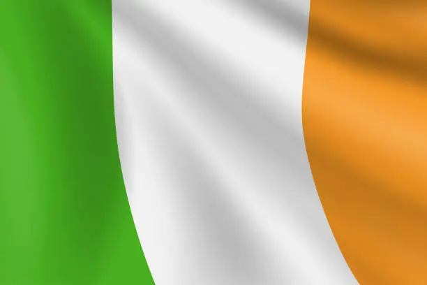 Vector illustration of Flag of Ireland. Irish Flag. Vector Flag Background. Stock Illustration