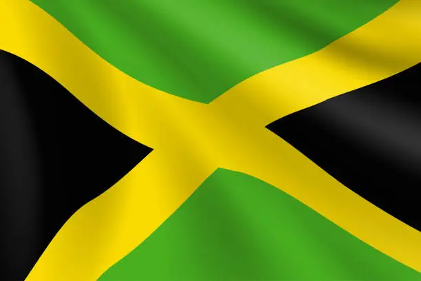 Vector illustration of Flag of Jamaica. Jamaican Flag. Vector Flag Background. Stock Illustration