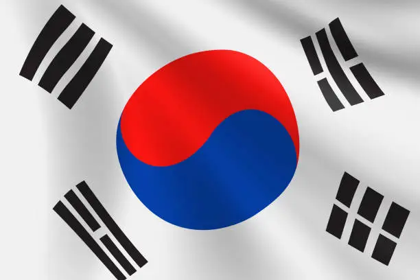 Vector illustration of Flag of South Korea. South Korean Flag. Vector Flag Background. Stock Illustration
