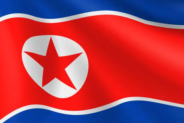 Vector illustration of Flag of North Korea. North Korean Flag. Vector Flag Background. Stock Illustration