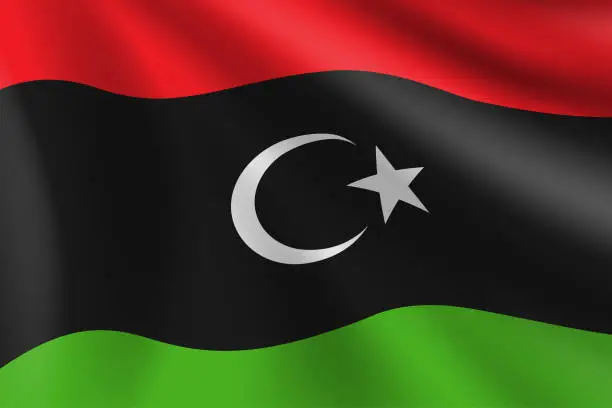Vector illustration of Flag of Libya. Libyan Flag. Vector Flag Background. Stock Illustration