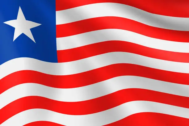 Vector illustration of Flag of Liberia. Liberian Flag. Vector Flag Background. Stock Illustration