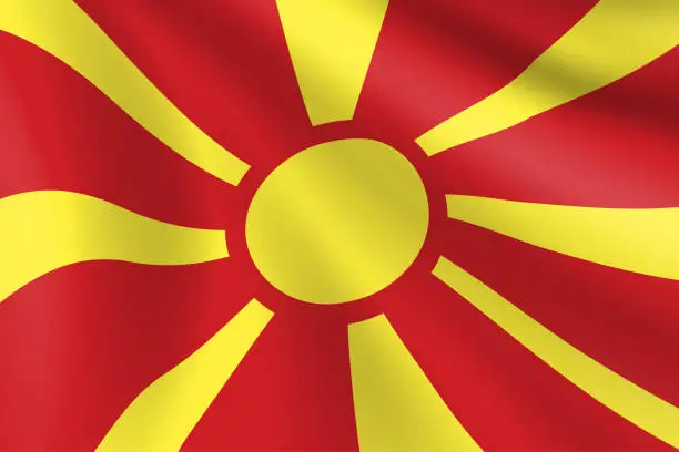 Vector illustration of Flag of North Macedonia. North Macedonian Flag. Vector Flag Background. Stock Illustration