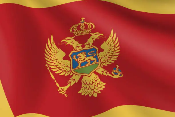 Vector illustration of Flag of Montenegro. Montenegrian Flag. Vector Flag Background. Stock Illustration