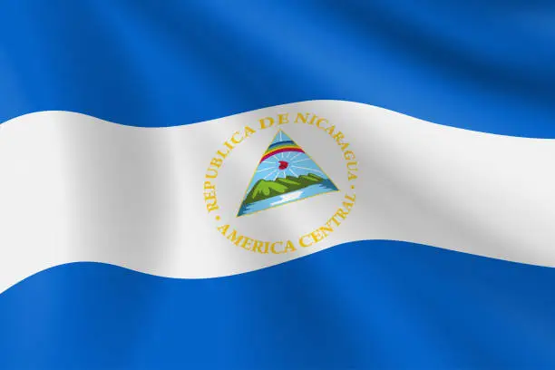 Vector illustration of Flag of Nicaragua. Nicaraguan Flag. Vector Flag Background. Stock Illustration
