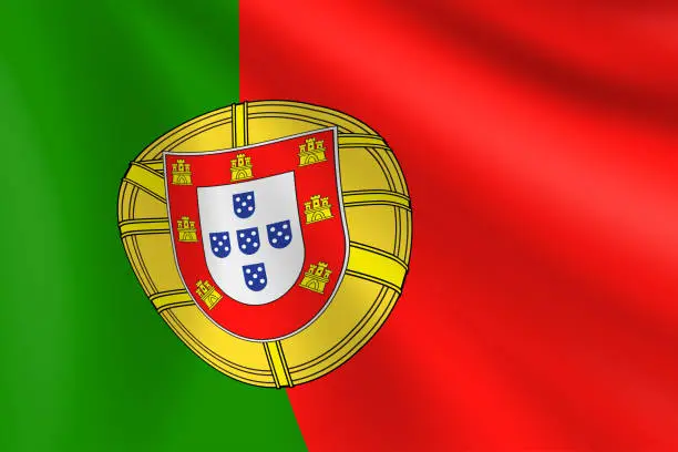 Vector illustration of Flag of Portugal. Portuguese Flag. Vector Flag Background. Stock Illustration