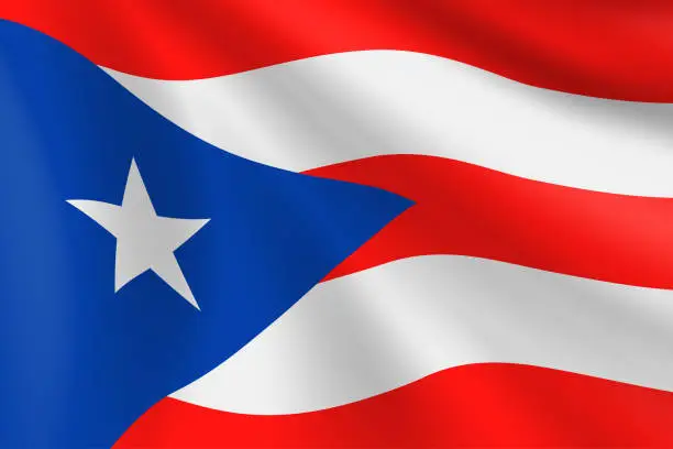 Vector illustration of Flag of Puerto Rico. Puerto Rican Flag. Vector Flag Background. Stock Illustration
