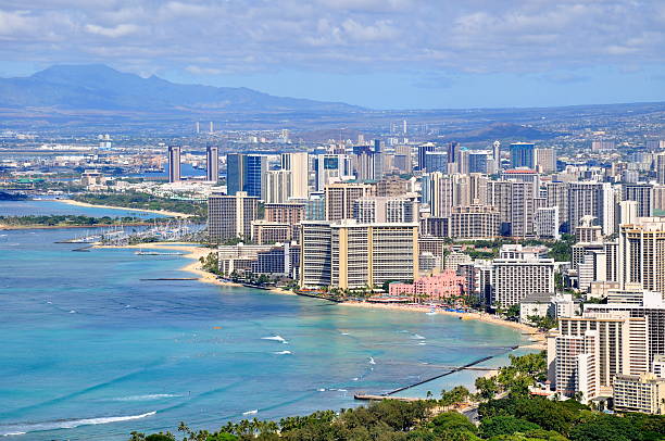 istock Honolulu seen from Diamond Head Crater - Hawaii, USA 157223565
