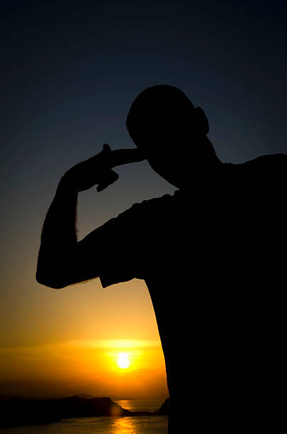 istock Man Silhuette "Shoot me!" - Sunset in Spain 157223807
