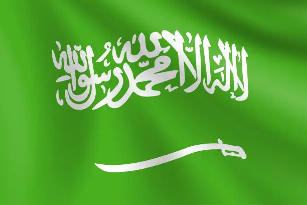 Vector illustration of Flag of Saudi Arabia. Saudi Arabian Flag. Vector Flag Background. Stock Illustration