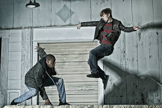 Two young men practicing Kenpo Karate. These guys are really sparring. Highly processed some motion blur and grain.&nbsp;More like this found here.