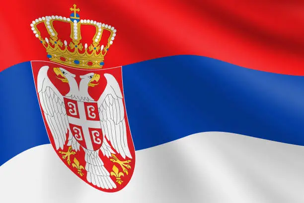 Vector illustration of Flag of Serbia. Serbian Flag. Vector Flag Background. Stock Illustration