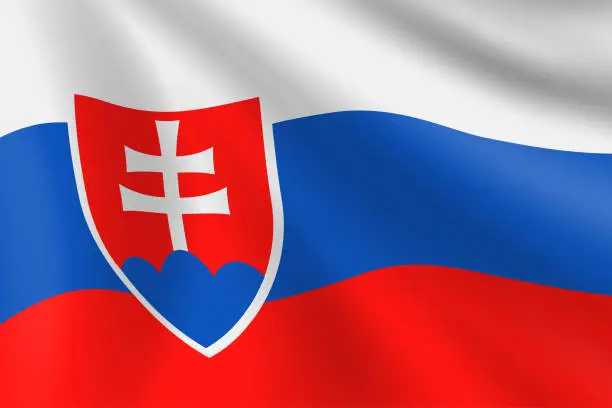Vector illustration of Flag of Slovakia. Slovakian Flag. Vector Flag Background. Stock Illustration