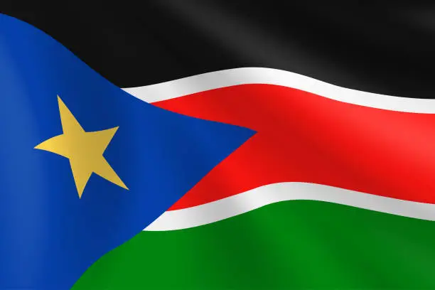 Vector illustration of Flag of South Sudan. South Sudanese Flag. Vector Flag Background. Stock Illustration