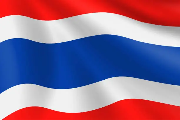 Vector illustration of Flag of Thailand. Thai Flag. Vector Flag Background. Stock Illustration