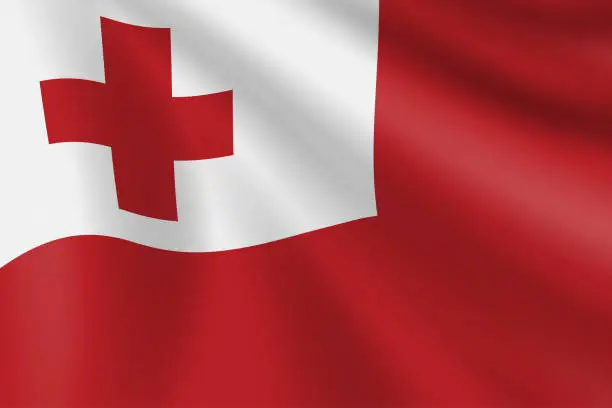 Vector illustration of Flag of Tonga. Tongan Flag. Vector Flag Background. Stock Illustration