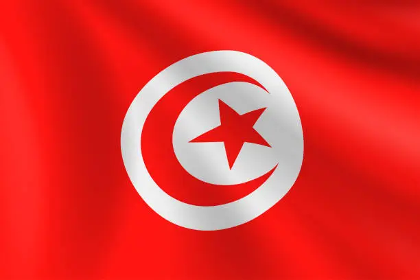 Vector illustration of Flag of Tunisia. Tunisian Flag. Vector Flag Background. Stock Illustration