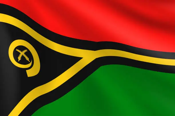 Vector illustration of Flag of Vanuatu. Vector Flag Background. Stock Illustration