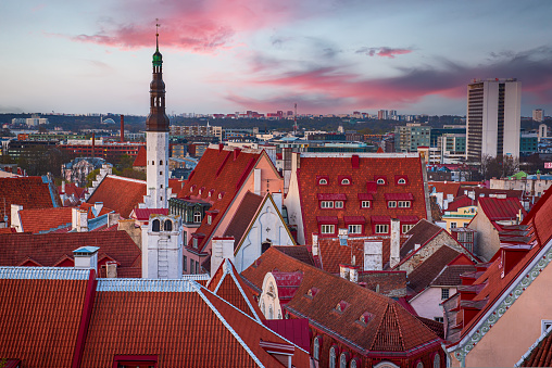 Cityscape image of Prague, capital city of Czech Republic with at autumn sunrise.