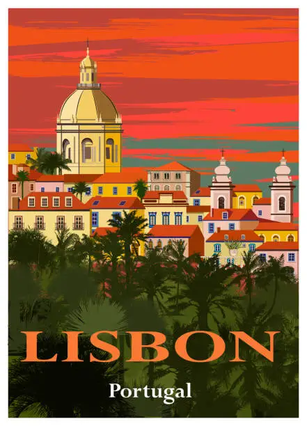 Vector illustration of View of Lisbon