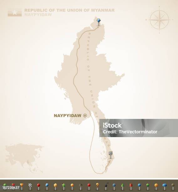 Vetores de República Da União De Myanmar e mais imagens de Amarelo - Amarelo, Azul, Branco