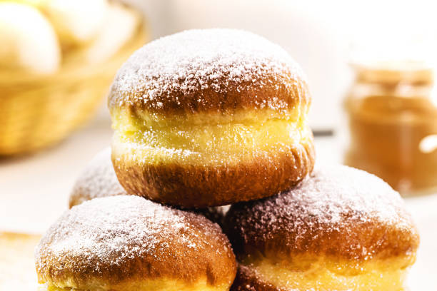 istock sweet bread with sugar cream and egg, called Brazilian fried donut called bakery dream, in germany it is called Berliner Eierlikör or Kreppel-Eierlikör in Germany, 1572379610