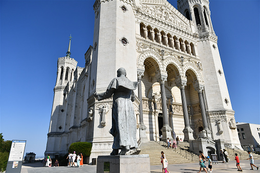 Statue in facade of Notre Dame Paris