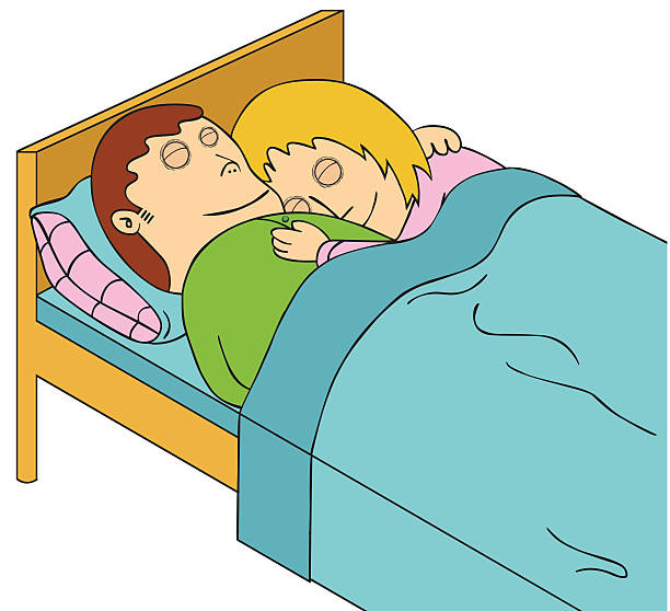 Sleeping Couple Stock Illustration - Download Image Now - Adult, Bed -  Furniture, Cartoon - iStock