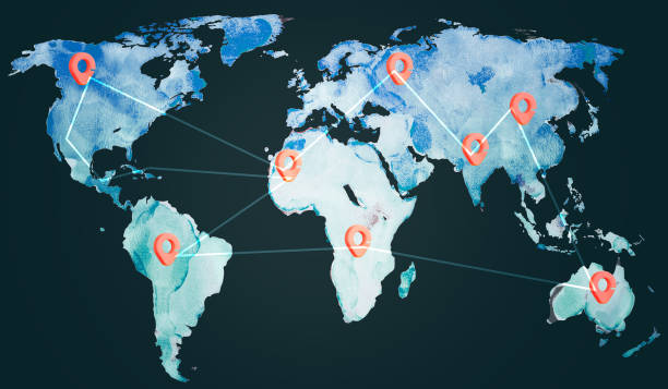 istock Worldwide Map with Connectivity Concept Internet Connectivity Concept  connect to 5G 1572389267