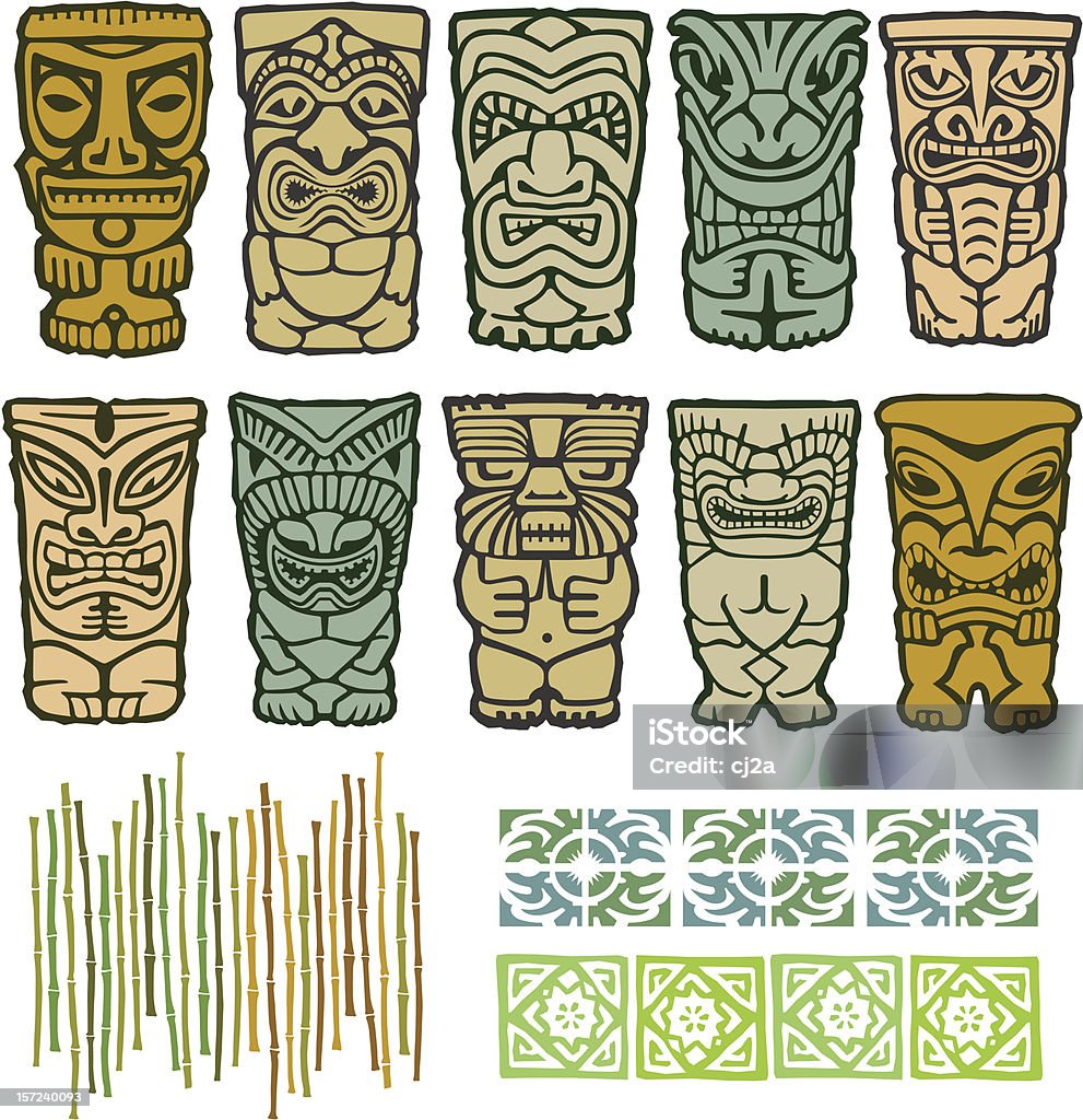 Tribal Tiki Totem ilustracje wektorowe - Grafika wektorowa royalty-free (Tiki)