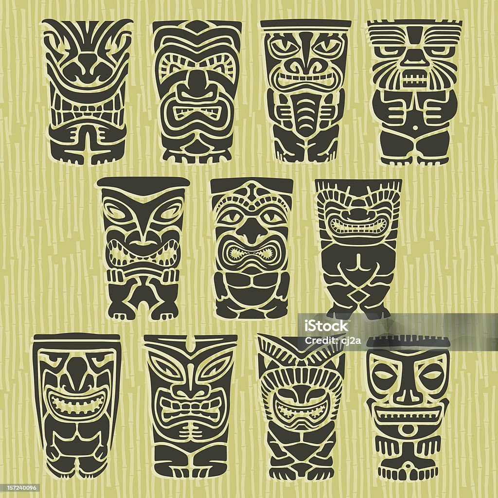 Tiki Tribal Vector Idol Totem Illustrations Tiki tribal illustrations of various idols. Tiki stock vector