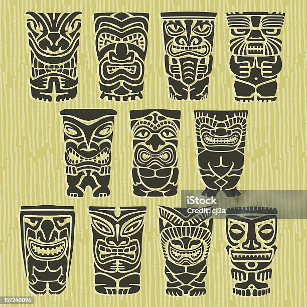 Tiki Tribal Vector Idol Totem Illustrations Stock Illustration - Download Image Now - Tiki, Idol, Illustration