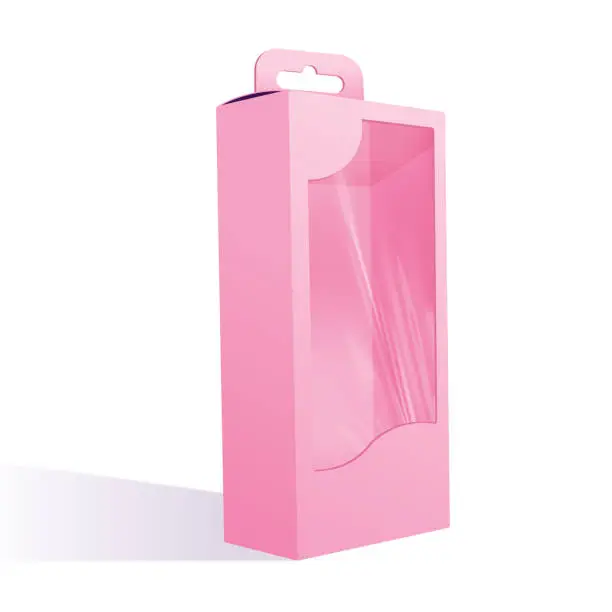 Vector illustration of 3D Vector illustration of cute pink toy doll box