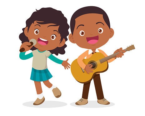 Music kids.Play music concept of music school.Cartoon dancing kids and kids with musical instruments.cute child musician various actions playing music
