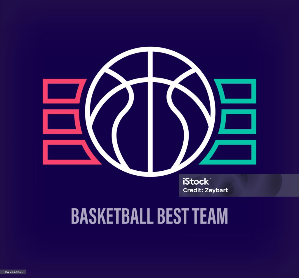 Two Color Basketball Design Creative Basketball Best Team Line Design Stock Illustration - Download ...
