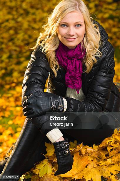 Autumn Moment Stock Photo - Download Image Now - Padded Jacket, Women, Adult